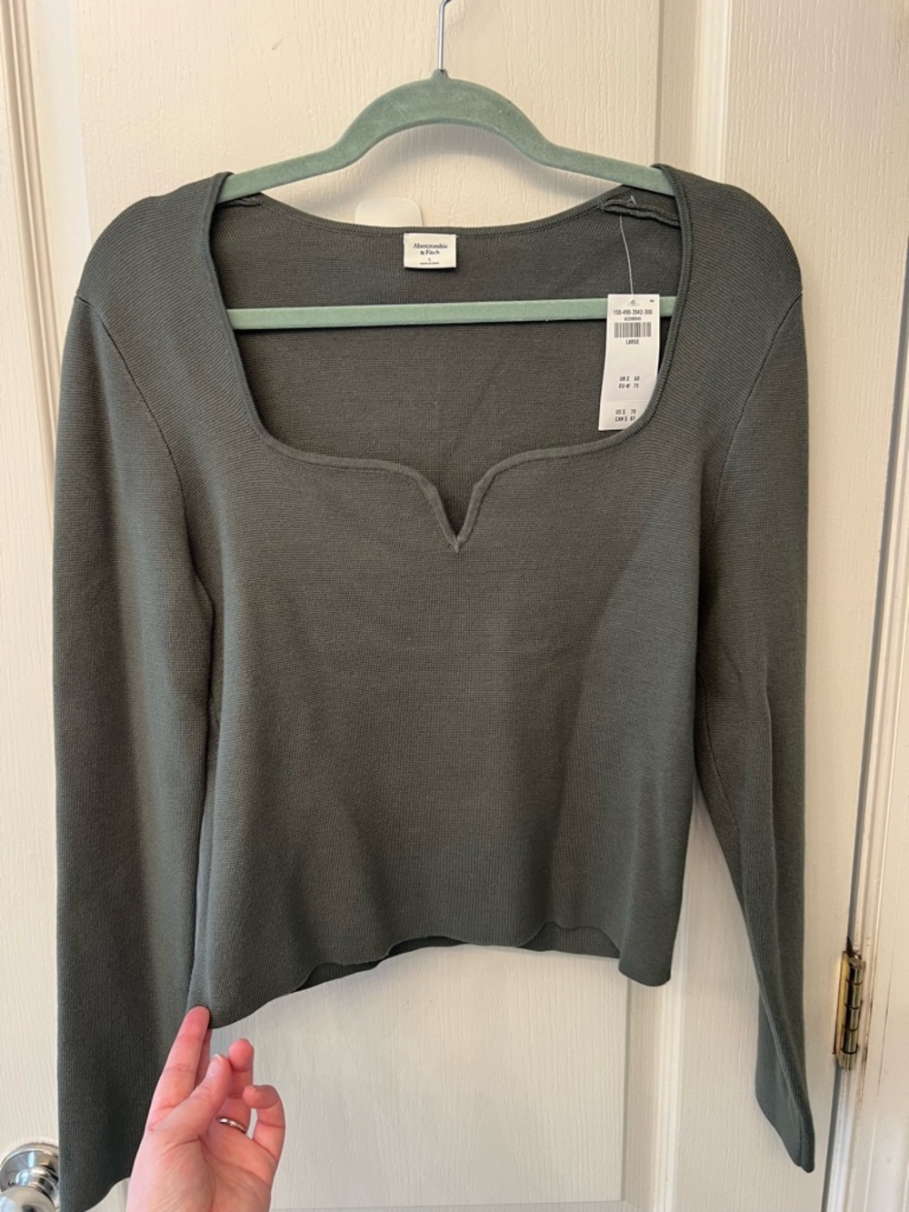 NWT Abercrombie Heather Gray/Green Knit Top